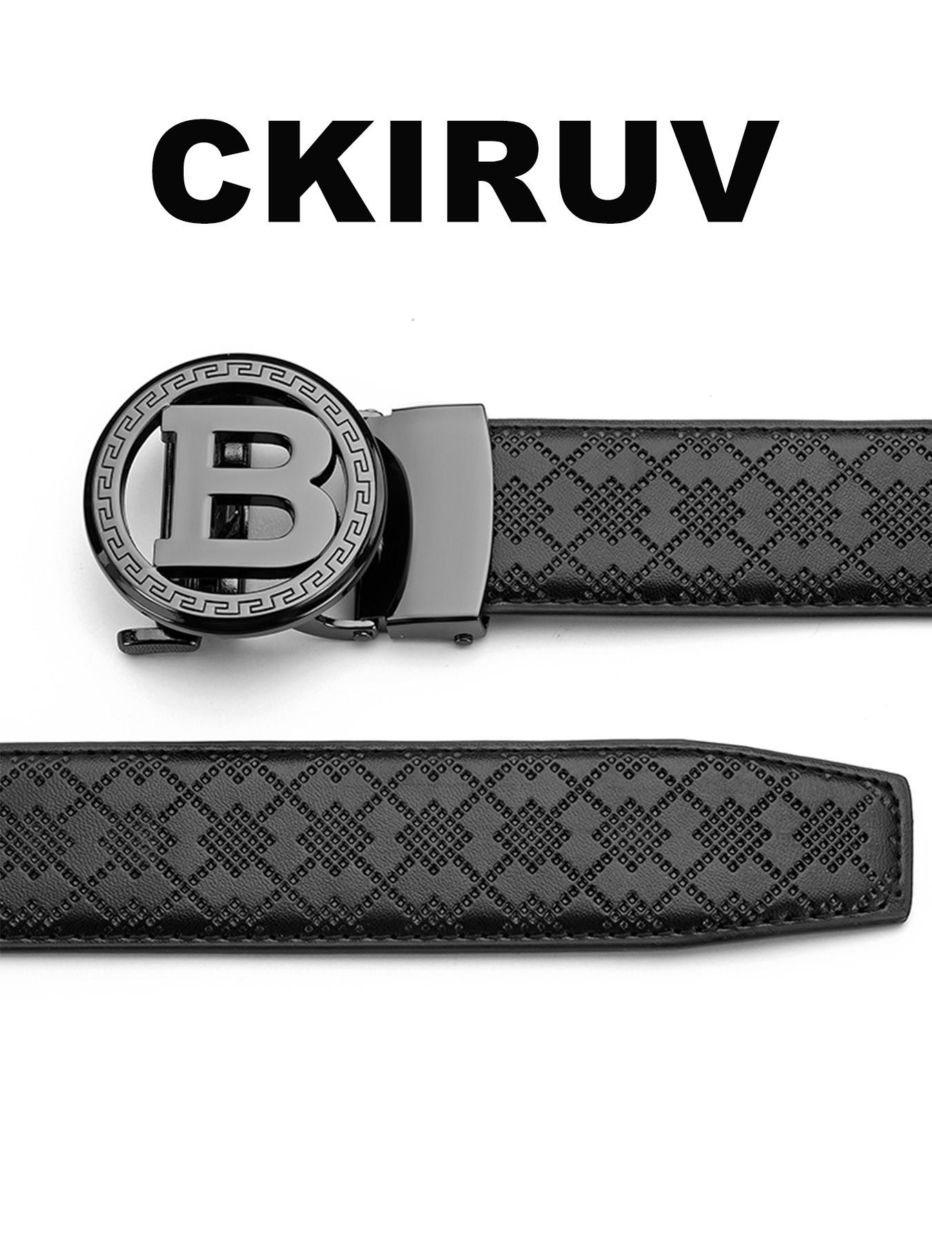 Men's Luxury B Letter Automatic Buckle Leather Belt, Business Casual PU Material, Gift Box Included, Perfect for Holidays