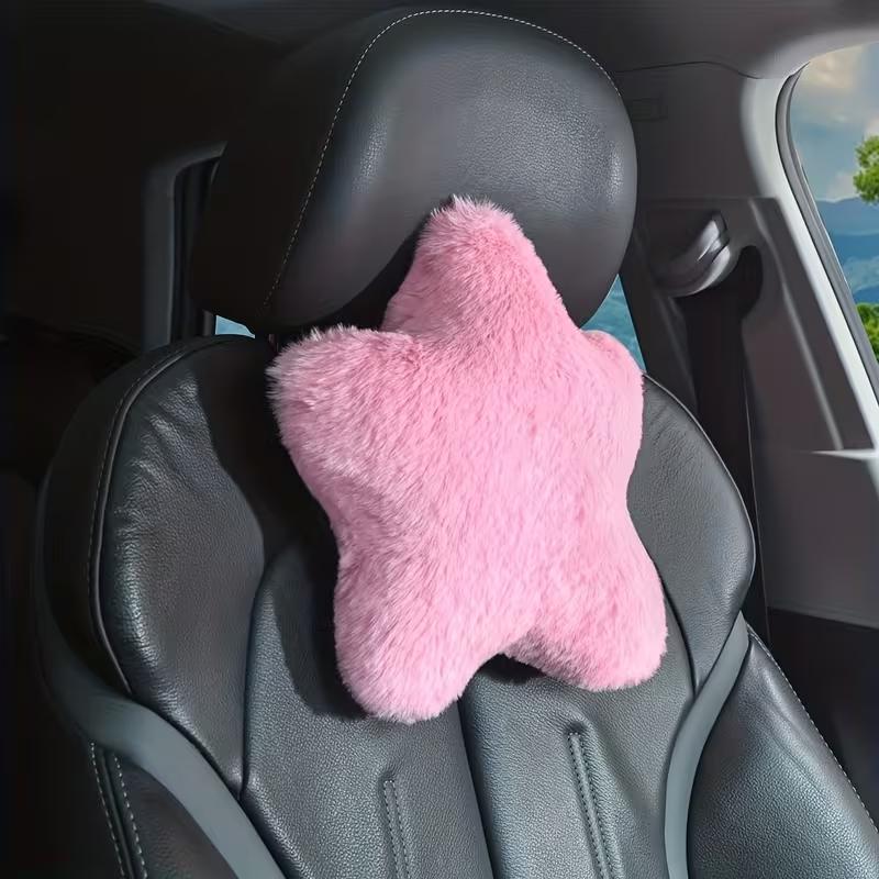 Plush Star Car Pillow, Cute Decorative Cushion, Soft Comfortable Headrest Lumbar Support, Universal Vehicle Interior, Office Home Use