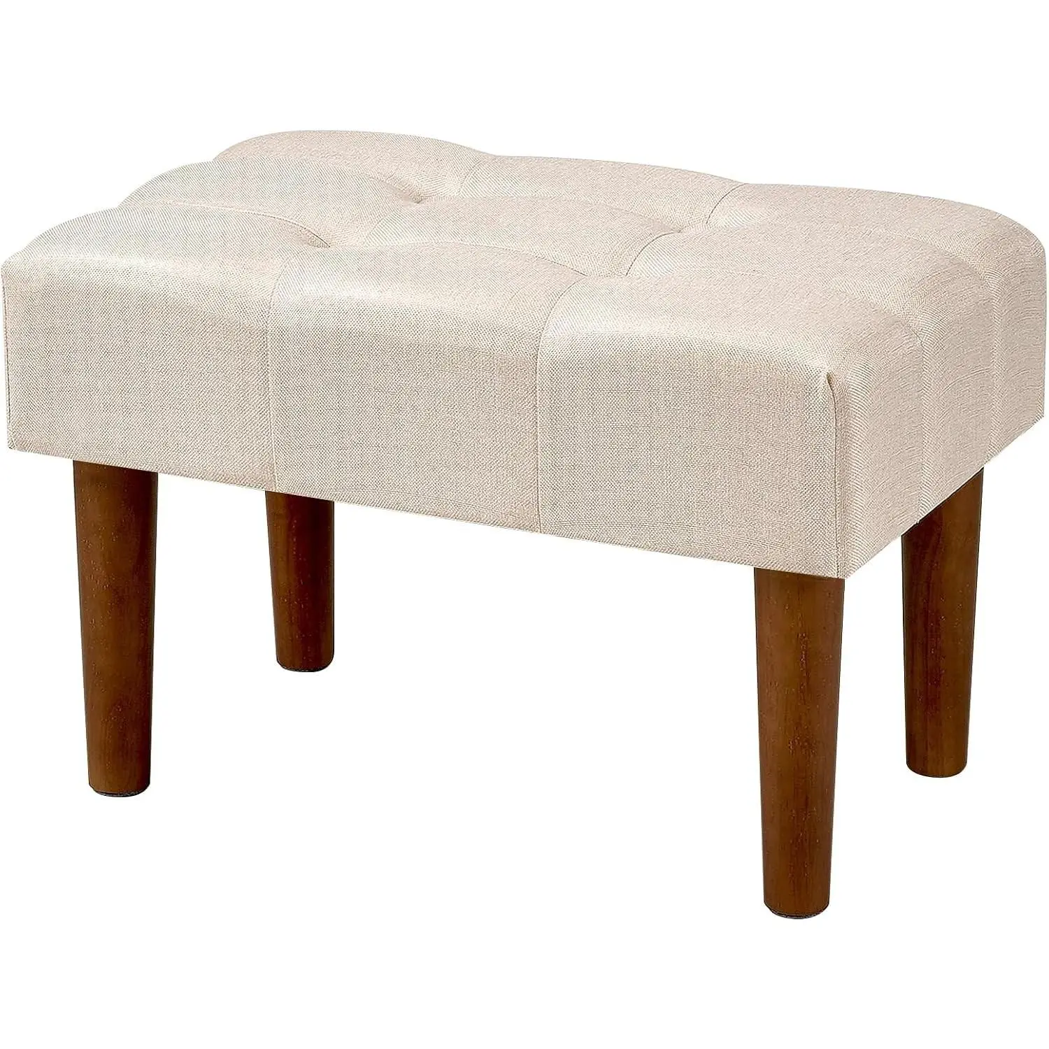 Small Foot Rest Under Desk Ottoman, Linen Foot Stool with Legs, Rectangle Footrest Leg Rest for Sofa, Relieve Stress, Better Posture, Ottoman Rest Stools for Living Room Entryway, Beige