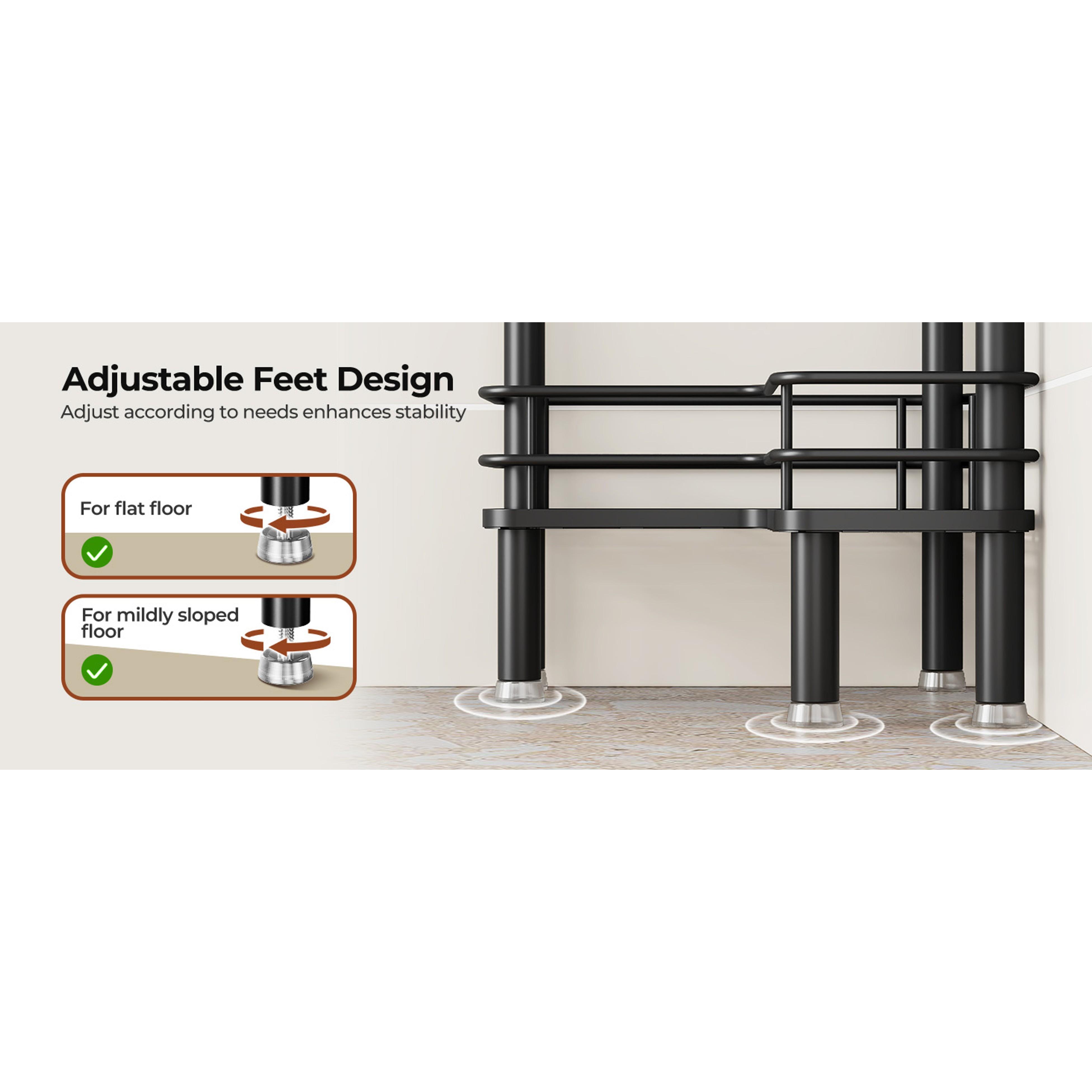 Rustproof 3 Tier Floor Standing Corner Shower Caddy Organizer with Toothbrush Holder, Large Spacing Floor Shower Shelf Rack Storage Stands with Hooks for Bathroom Kitchen, Black Rustproof 3 Tier Floor Standing Corner Shower Caddy Organizer with Toothbrush Holder, Large Spacing Floor Shower Shelf Rack Storage Stands with Hooks for Bathroom Kitchen, Black