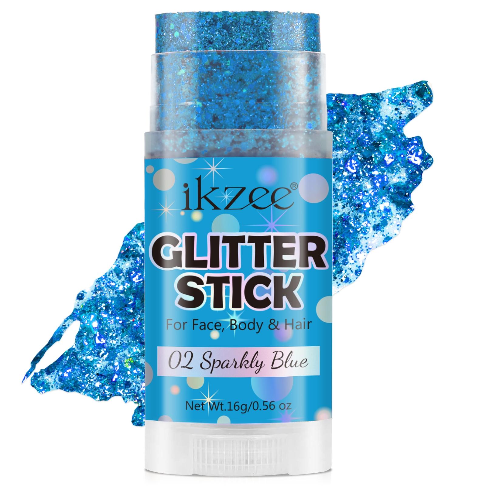 Ikzee Glitter Stick, Body Glitter Gel for Face and Hair, Shimmering Mermaid Glitter with Chameleon Effect and Large Particles, Glowing Body Glitter Cosmetic, Festival Party Makeup Accessory