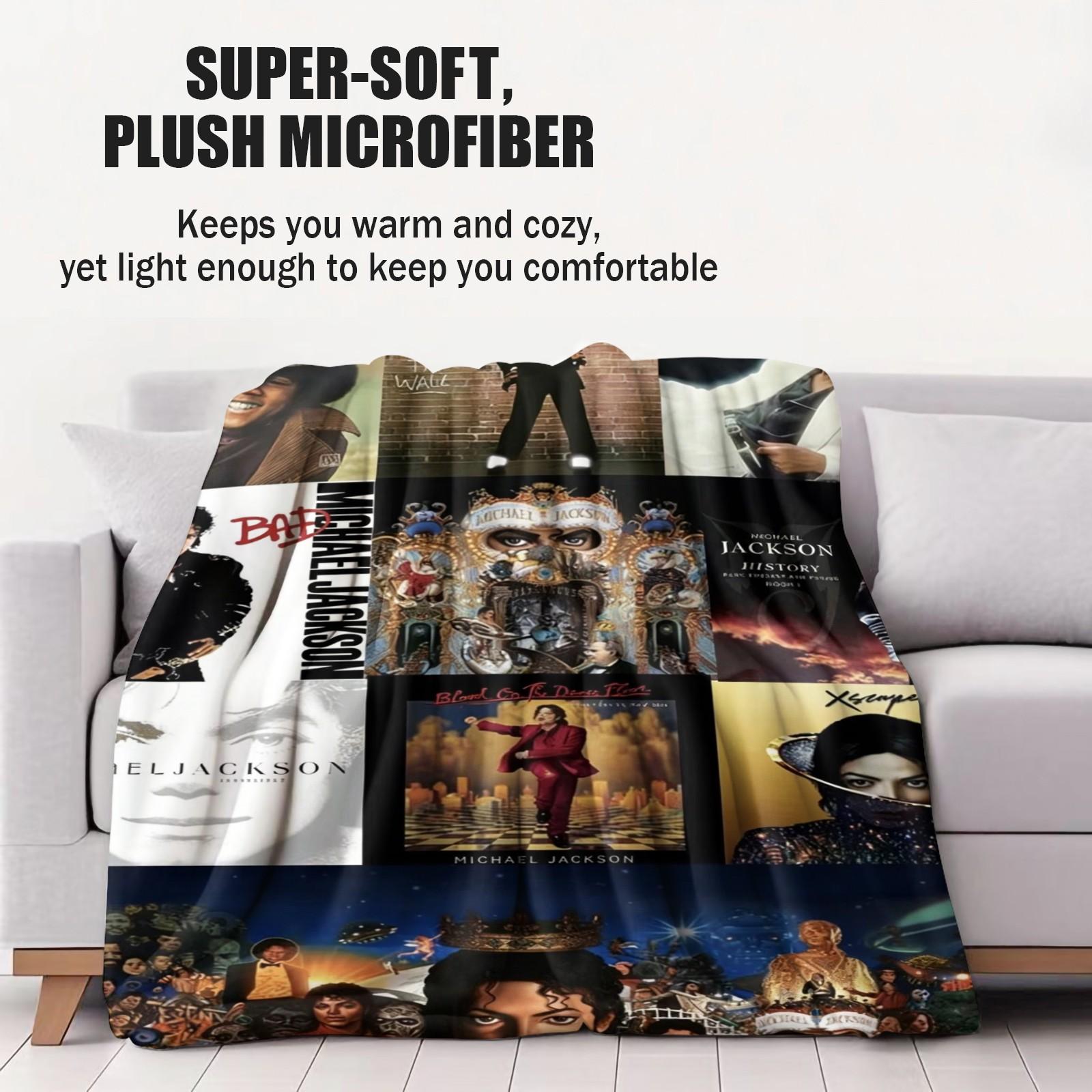 Michael Jackson Blanket Classic Album Cover Pattern, Perfect Gift for Fans, Suitable for Sofa Camping Travel Airplane Covers