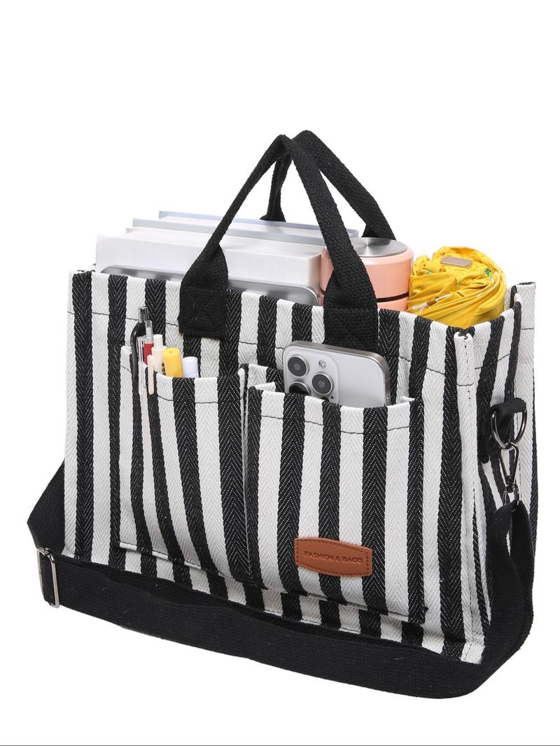 Women's Casual Minimalist Corduroy Tote Bag, Letter Patch Decor Shoulder Bag for Daily Used, Casual Trendy Versatile High-quality Daily Commuting Bag, Girl Fashionable Shopping Bag, Casual Commuter Bag