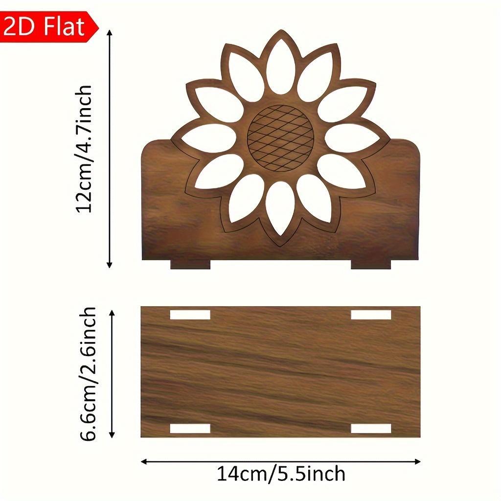 Handcrafted Wooden Napkin Holder with Sunflower Design- Bohemian Style Desktop Decorative Paper Towel Dispenser, Suitable for Restaurant, Kitchen or Living Room, Kitchen Decoration, Dining Table Napkin Stand, Kitchen Accessories, Rustic Sty