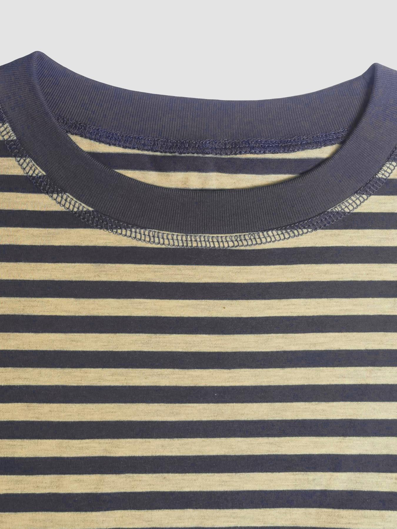 Valentine's Day Women's Minimalist Striped Casual Long Sleeve Sweatshirt Top, Loose-Fit Knit Fabric, All-Season Wear, Moderate Thickness