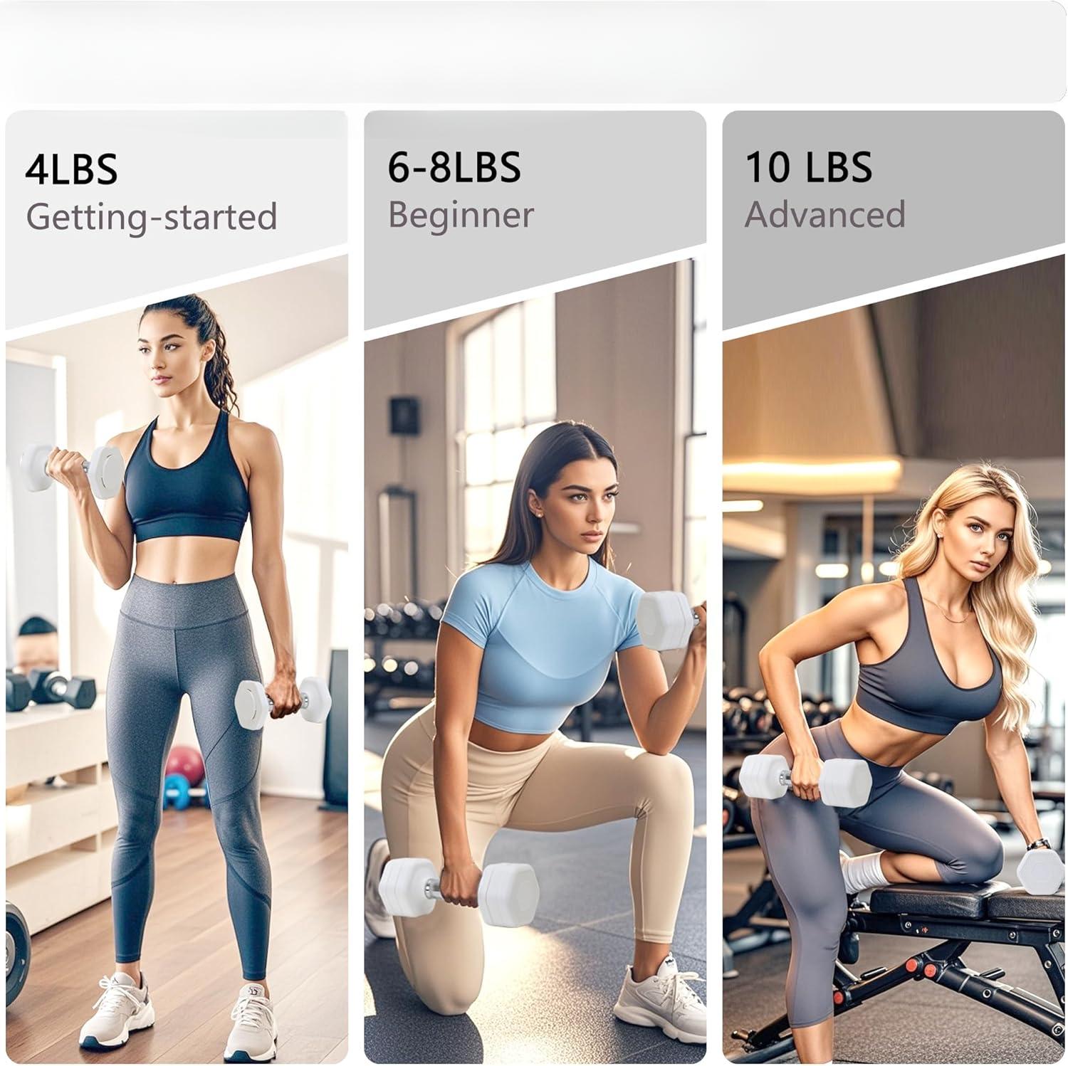 Adjustable Dumbbell Set of 2 Total 20 Lbs 4-in-1 Each 4lb 6lb 8lb 10lb 1s-Adjust Dual-Stable Free Weights for Women Men Home Gym Outdoor Workouts