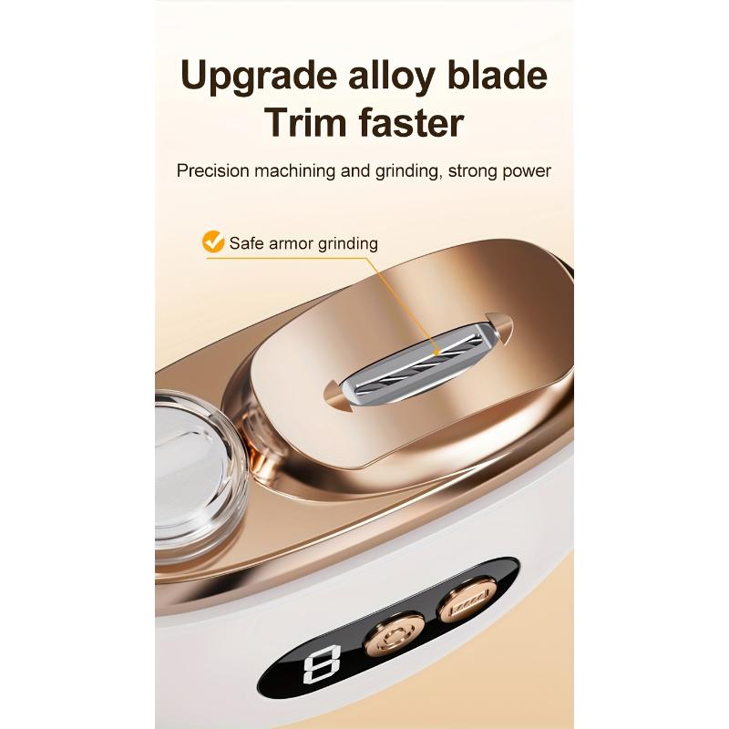 Smart Electric Nail Clipper 2-in-1 Nail Polisher Trimmer, USB Rechargeable, with Anti-Cut, Grinding, and Lighting Functions, Ideal for Manicures, Nail Filing, Polishing, and Shaping, a Perfect Gift