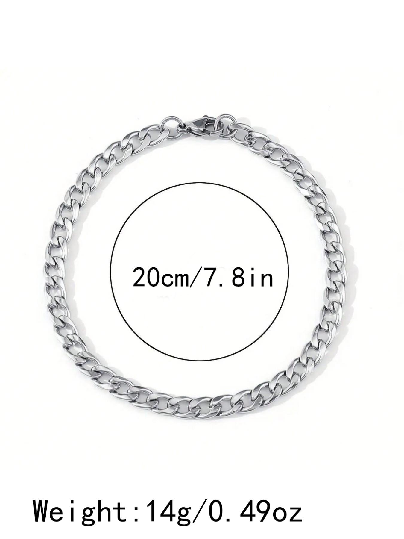 Men's Stainless Steel Cuban Chain Bracelet, Casual Street Party Jewelry, Unique Patchwork Design, All Seasons Accessory
