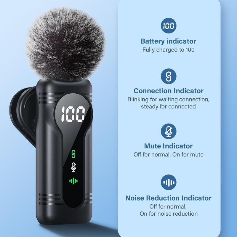 Mini Pro Wireless Lavalier Microphone for iPhone, iPad, Android, Usb Streaming Mic | Intelligent Noise Cancelling, Magnetic Rotating Clip, Long Battery Life | Ideal for Video Recording, Vlogging, Teaching, Interviews, Podcasts |