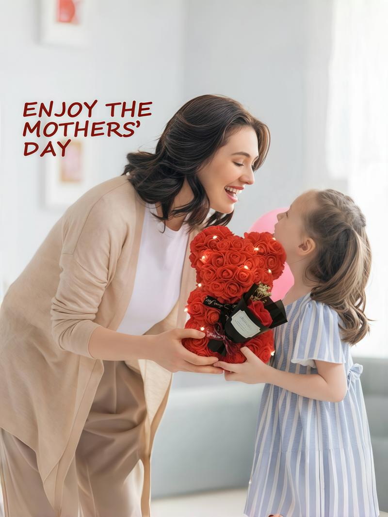 The "Double Heart Diamond Vow" new style high-end heart-shaped pendant gemstone necklace, paired with the eternal flower rose teddy bear gift box. It is an ideal Valentine's Day gift. Love Heart Necklace