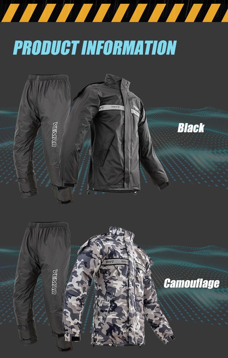 VEMAR Motorcycle Split Raincoat Unisex Rain Jacket and Pants Set for Delivery Riders Motocross Raincoat with Hat