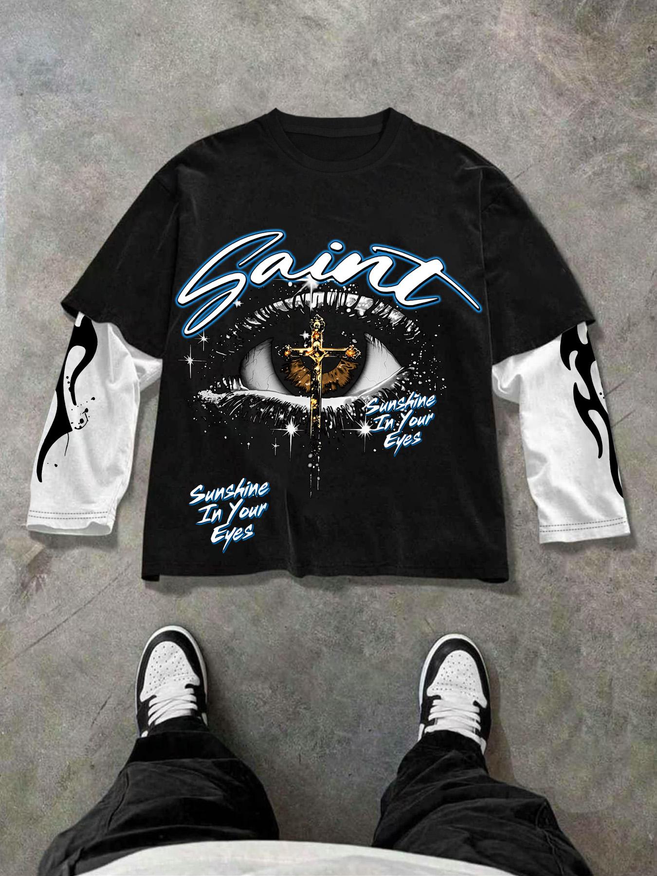 Trendy Short Sleeve & Patchwork Long Sleeve Tee Set, Street Style Fashion, Unique Layered Design, Perfect for Trendsetters