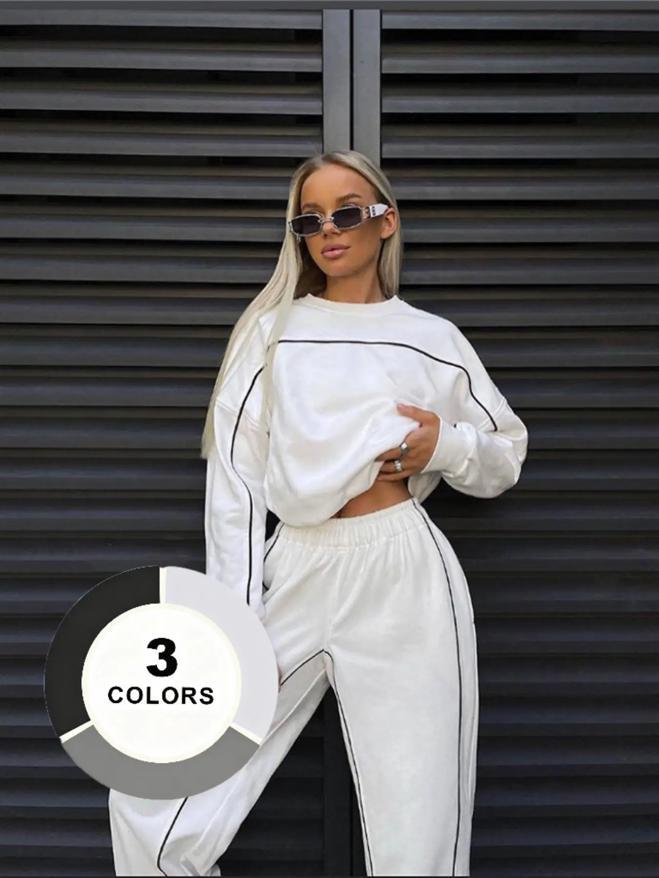 Women's Fashion Sportswear Set, Long Sleeve Line Sweatshirt and Pants, Fall Winter Stylish, Daily Wear, Outdoor Sports Clothing, Sport Knit Set