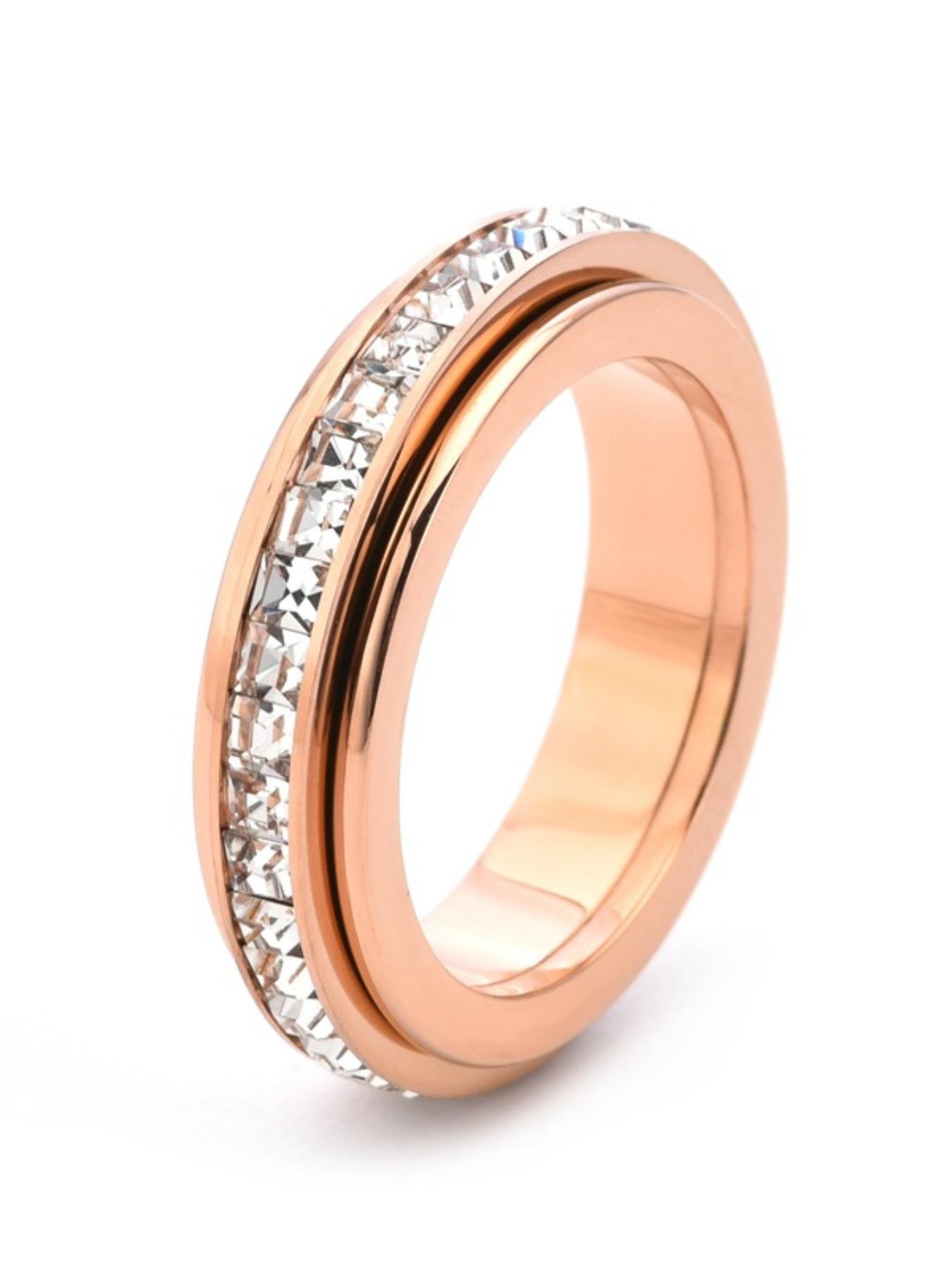 Rotatable Anxiety Ring with Cz Gemstone, Unisex Stress Relief Fidget Toy, Perfect Wedding Promise Gift, Fashion Promise Ring, Men and Women Jewelry