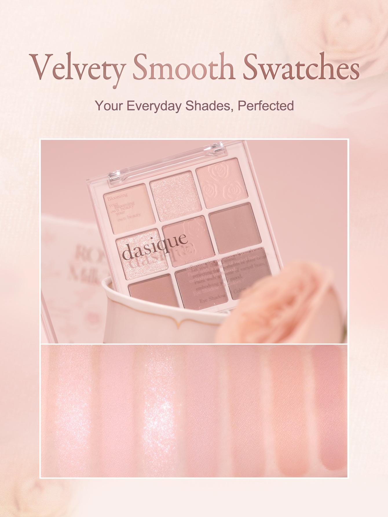 1Pc DASIQUE Rose Embossed Print Eyeshadow Palette, Makeup Palette – 9 Pigmented Shades in Rosy Pink, Warm Nude, Matte/Shimmer/Metallic Mix, Ultra-Blendable, Crease-Proof, Long-Wear, Flattering on Fair to Deep Skin, Ideal for Everyday Glam or Date Night