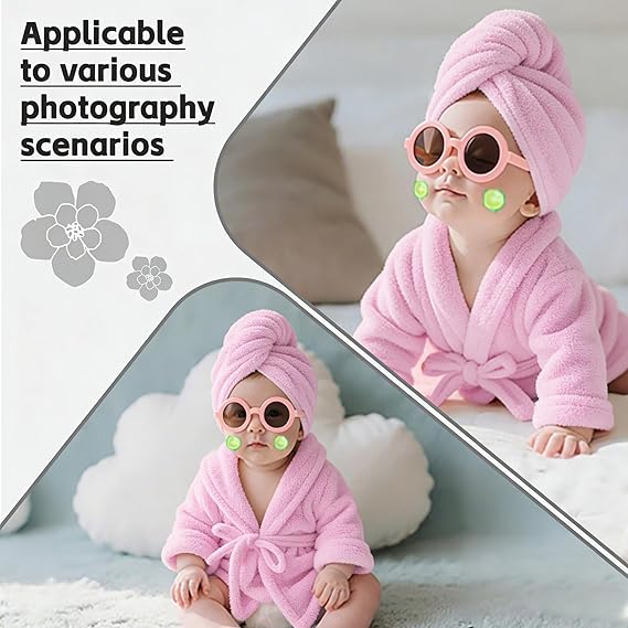 Newborn Photography Props Bathrobe Outfits Girl Baby Robe Bath Towel Costume Sets 0-4Months(Pink)