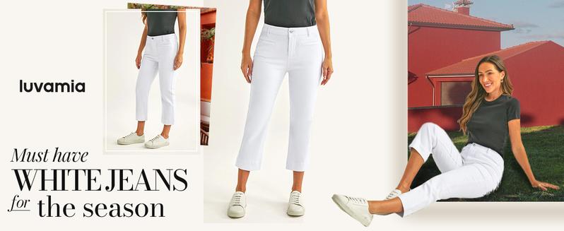 Luvamia Capri Jeans for Women High Waisted Slim Straight Stretchy Denim Capris Pants with Welt Pockets Casual Cropped Jeans Basic Bottom Minimalist