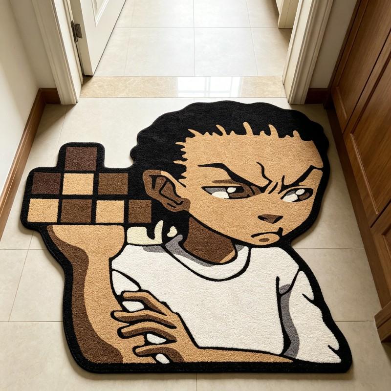 Cartoon Boy Arm Hugging Shape Rug, Creative Street Style Artistic Minimalist Washable Plush Carpet, Home Decor for Living Room Bedroom