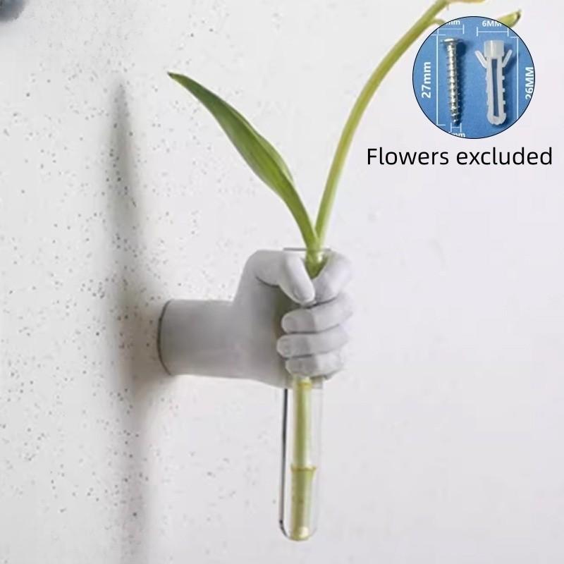 Creative Imitation Human Hand Wall Vase - Artistic Hand-Held Hydroponic Vase (1Pc), Designer Decor for Home, Restaurants & Hotels, Aesthetic Room Accent & Minimalist Small Flower Vase