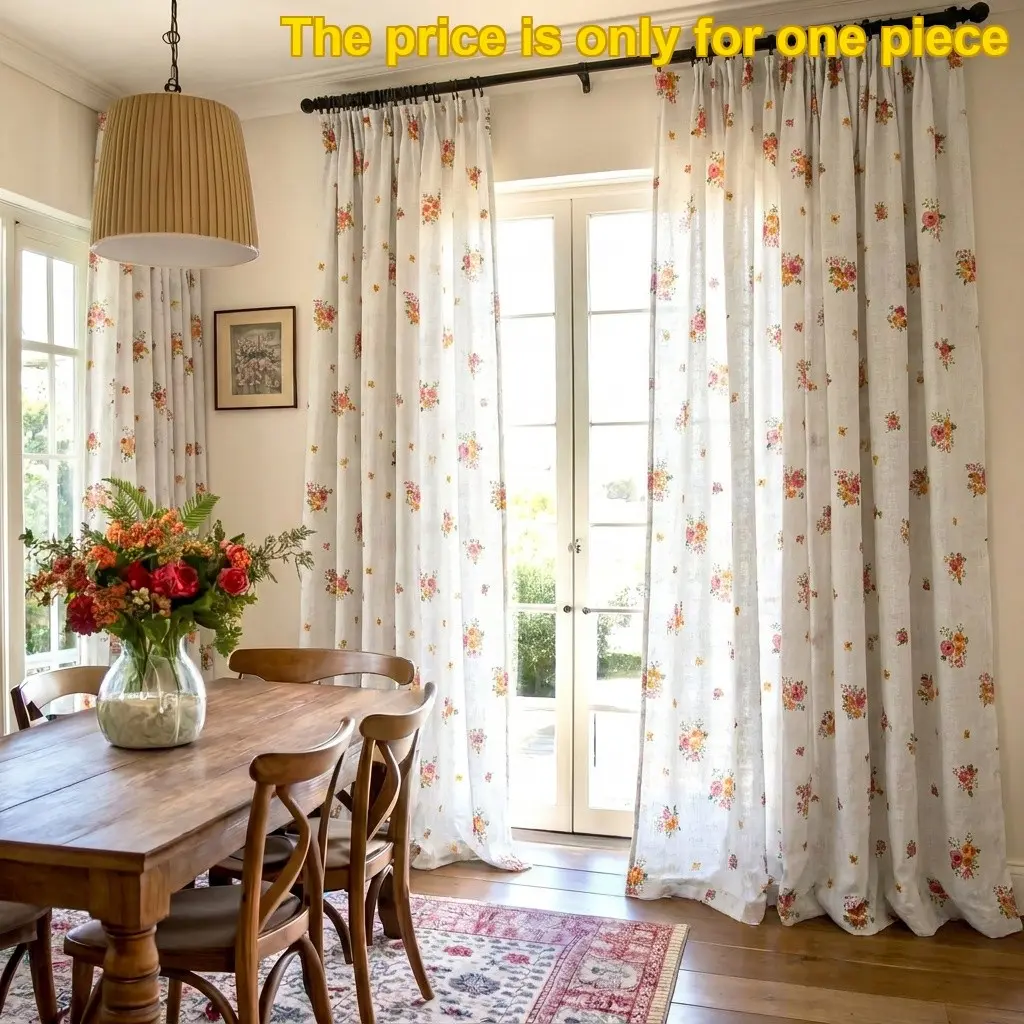 1pc Embroidered Transparent Curtain, Thickened Living Room Bedroom Drapes, High-End Semi-Sheer Window Treatment, Modern Minimalist Style