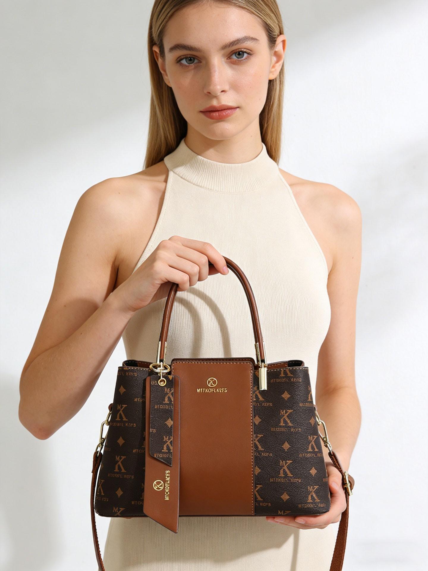 Light luxury letter-printed 3-piece women's bag set, high-end texture large-capacity handbag, practical and versatile for daily work, shopping and gatherings, can be worn in multiple ways such as single shoulder and crossbody, best-selling bag