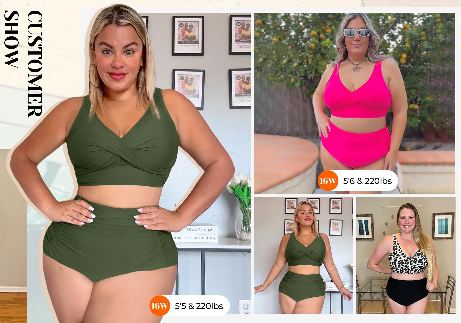 Aqua Eve Women Plus Size Two Piece Swimsuit High Waisted Bikini Set Tummy Control Bathing Suit