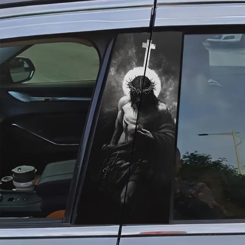 Redeemer Jesus Car Sticker, Religious Faith Vinyl, Scratch-Resistant Waterproof Sunscreen, Self-Adhesive for Glass Metal Plastic Ceramic Wood Surfaces, Windshield Sticker