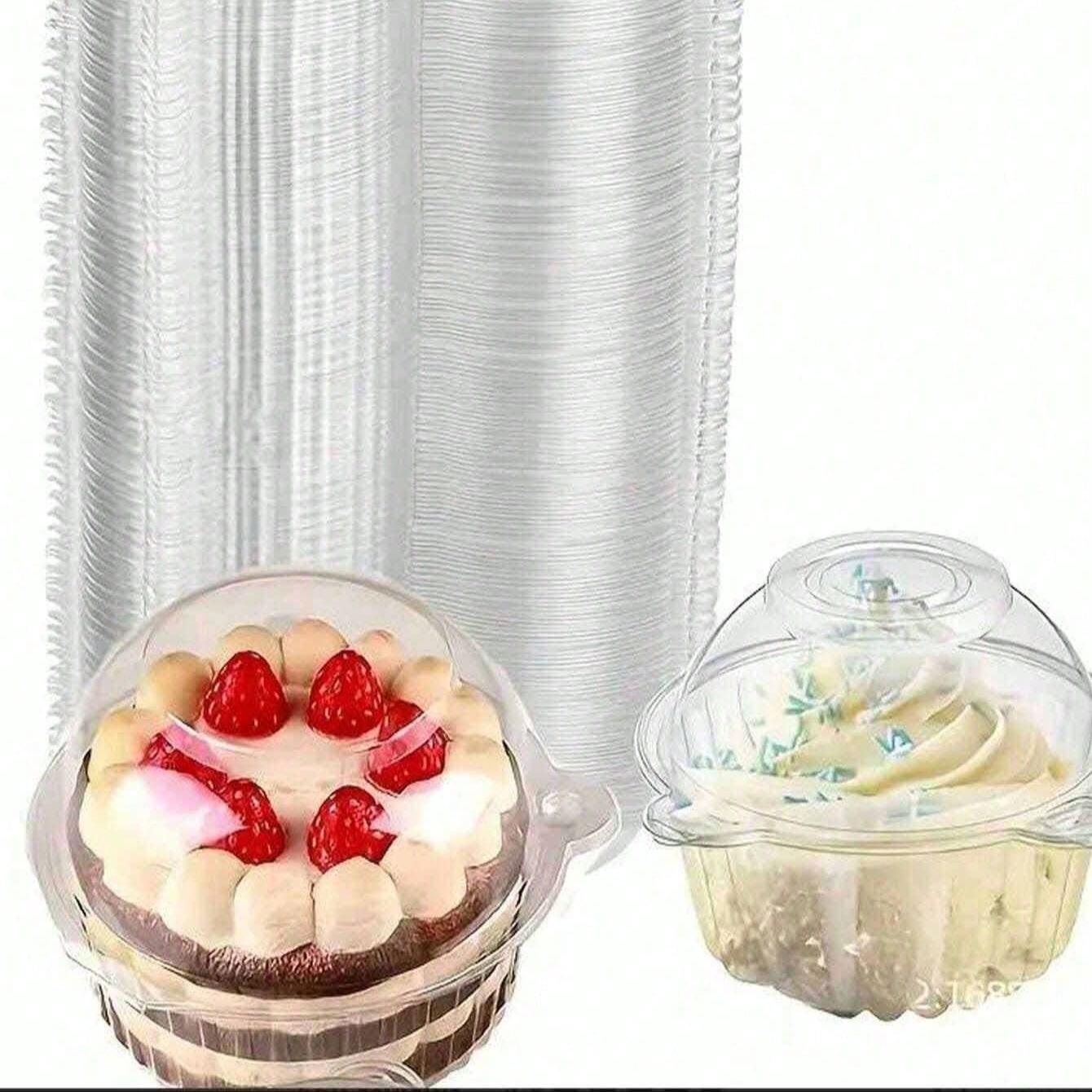 Clear Plastic Cake Cup Boxes, Disposable Stackable Cupcake Containers, Airtight Lid for Parties Weddings, 10-100pcs Set, Premium Cake Box
