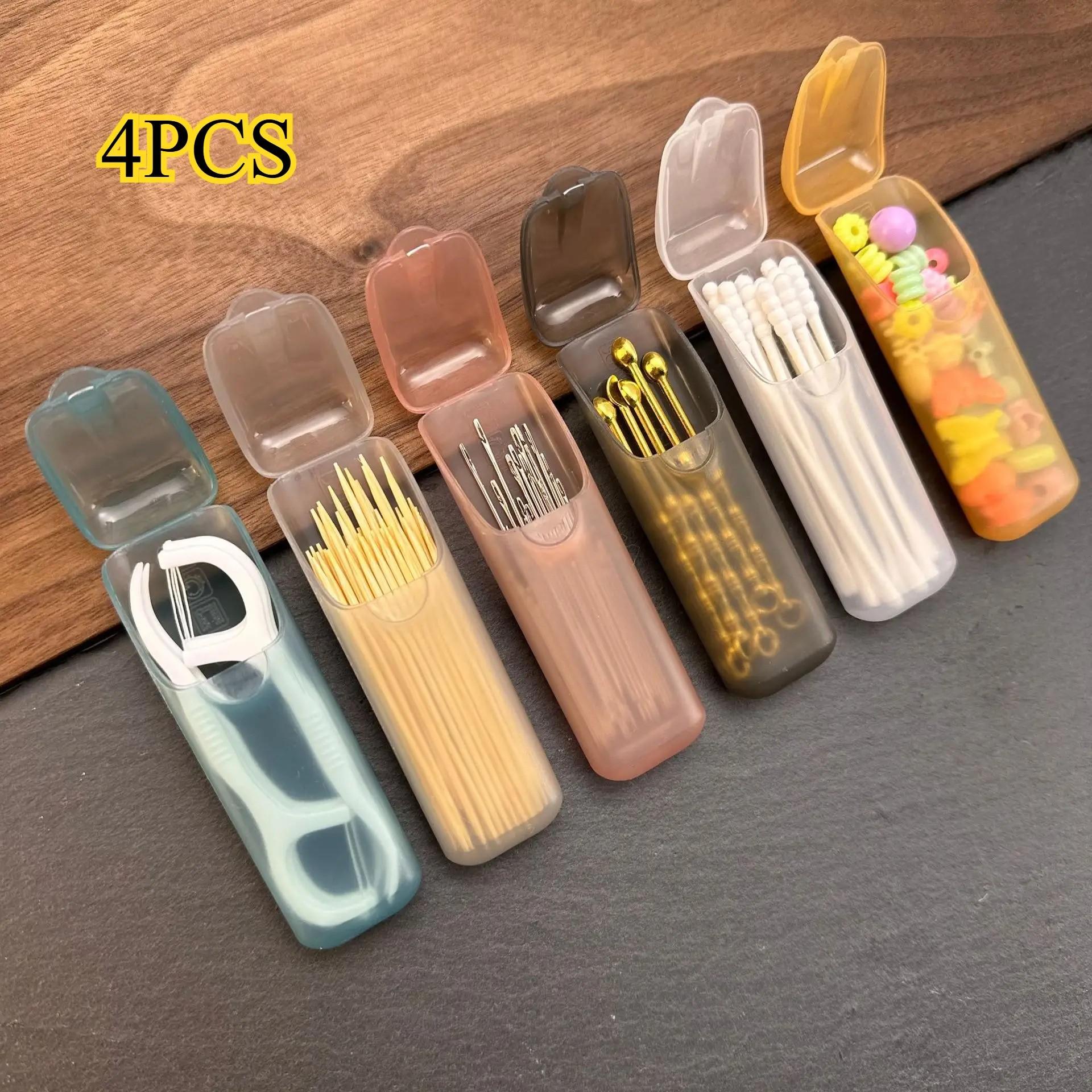 4 Mini Portable Storage Boxes (random Colors), PP Plastic Small Parts Organizer, Travel Toothpick Holder, Jewelry Storage, Reusable Container