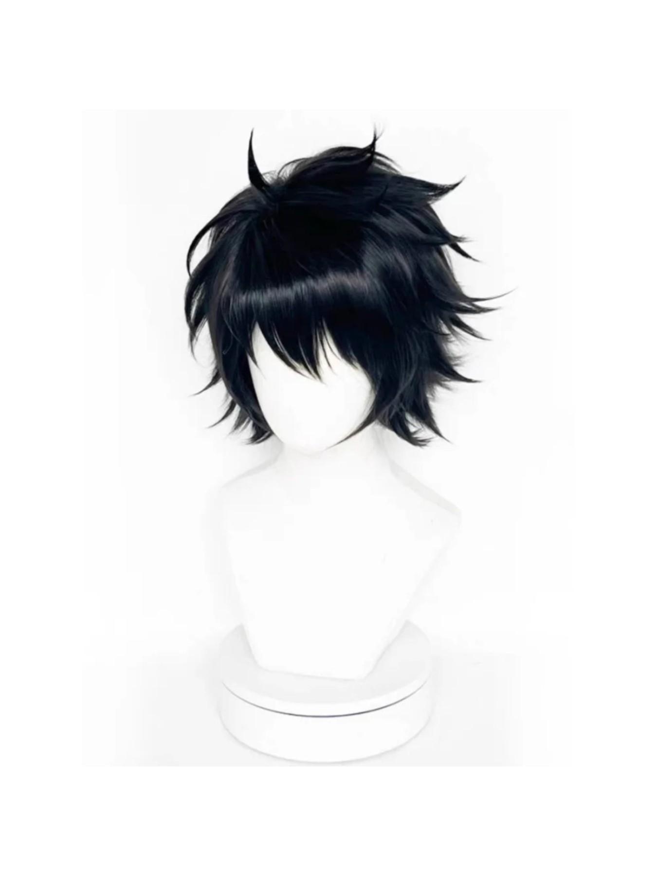 Death Note L Lawliet Al Rolette Cosplay Wig, Reverse Curl Anime Style Short Hair, Synthetic Fiber for Live Shows, Comic Book Look