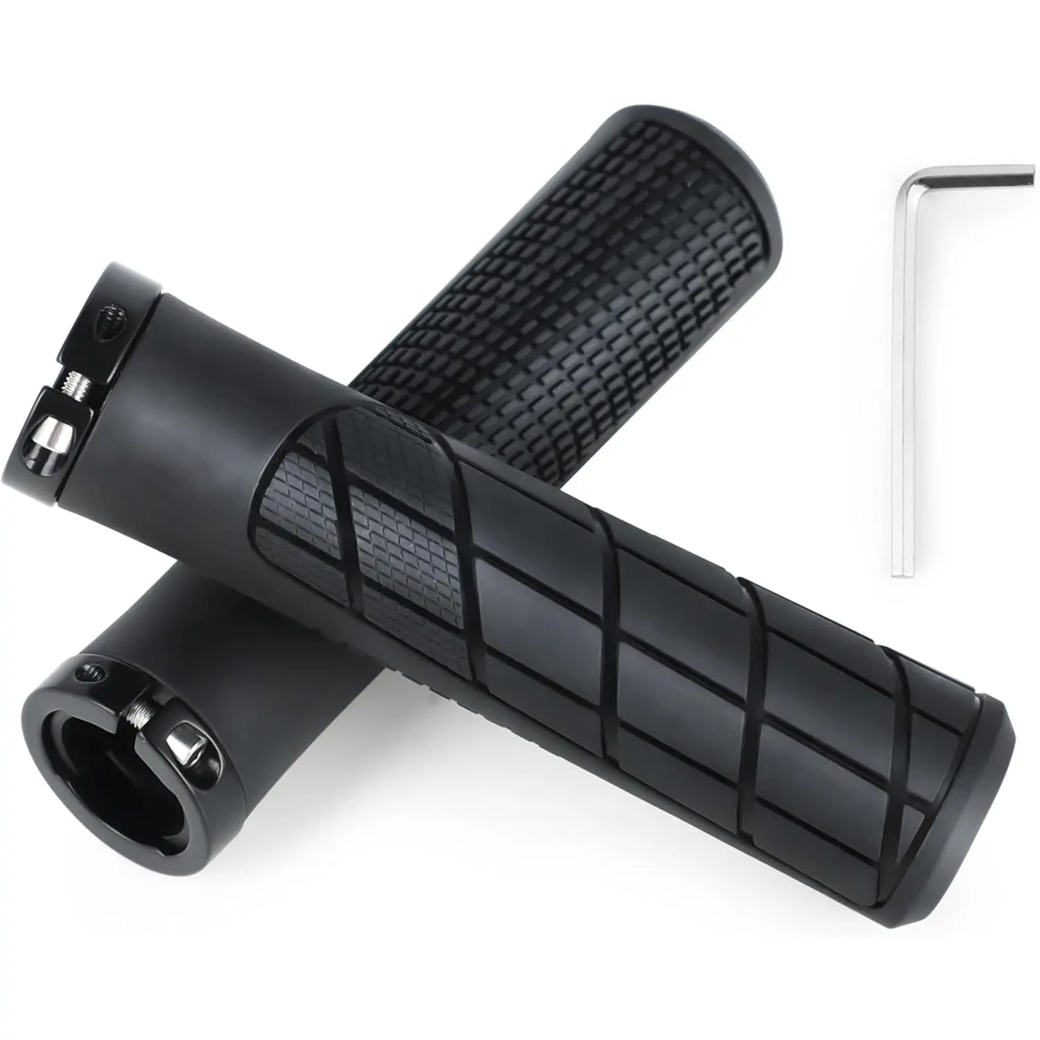 Handlebar Grips 131mm Rubber  Anti-Slip  Grips with End Caps & Screws, Shock-Absorbing Comfortable Lock- Grips for 22.2mm MTB BMX Folding  E- City Scooter