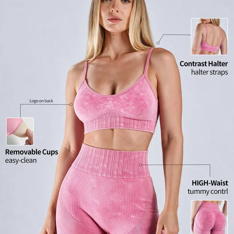 Women's High-Elastic Matte Sport Bra and Shorts Set, Seamless Knit, High-Waisted Tummy Control, Skin-Friendly Fabric, Athletic Yoga Activewear, Form-Fitting Sports Fitness Wear for Workout, Sports Clothing Set