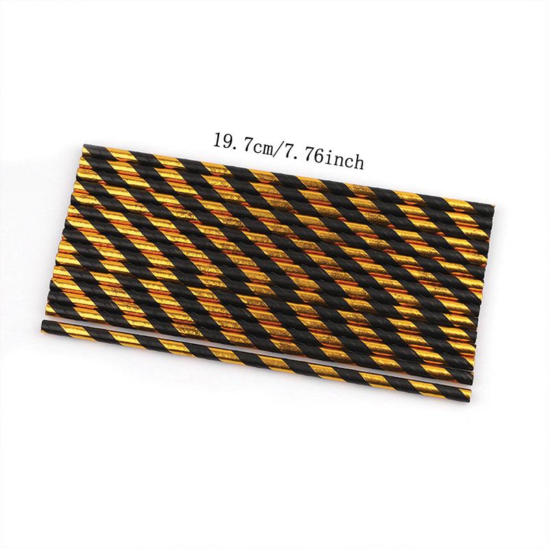 Elegant Striped mix Disposable Paper Straws, Gold Foil Crafted, Perfect for Birthdays Weddings Holidays, Cocktail Drink Accessories