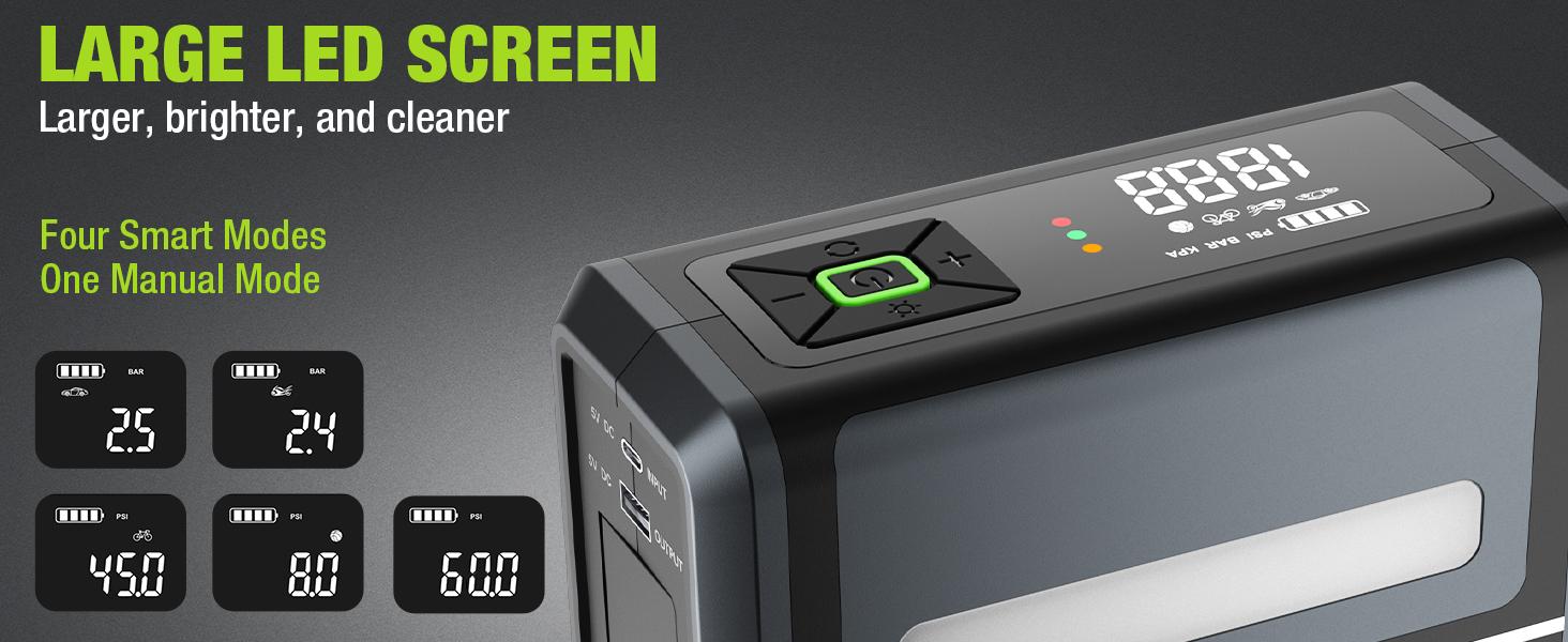 #JumpstartSale WORKPRO Tire Inflator Portable Air Compressor-12V Portable Air Pump for Car Tires with 7500mAh Battery-150PSI Air Compressor for Car-3-in-1 Tire Pump Air Pump for Inflatables with Dual Power Supply