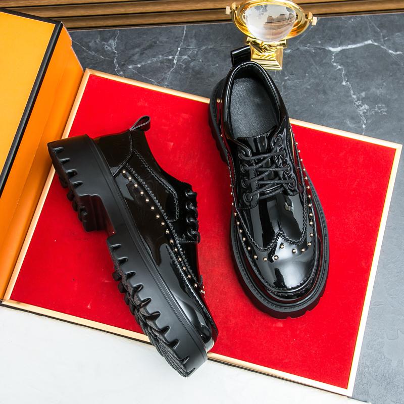 Ubetif Men's Fashionable Lace Up Platform Shoes, 2025 NewStyle Casual Business Comfortable Shoes for Work &Daily Wear, Male All-match Shoes for Daily Wear Black Footwear Athletic Boy