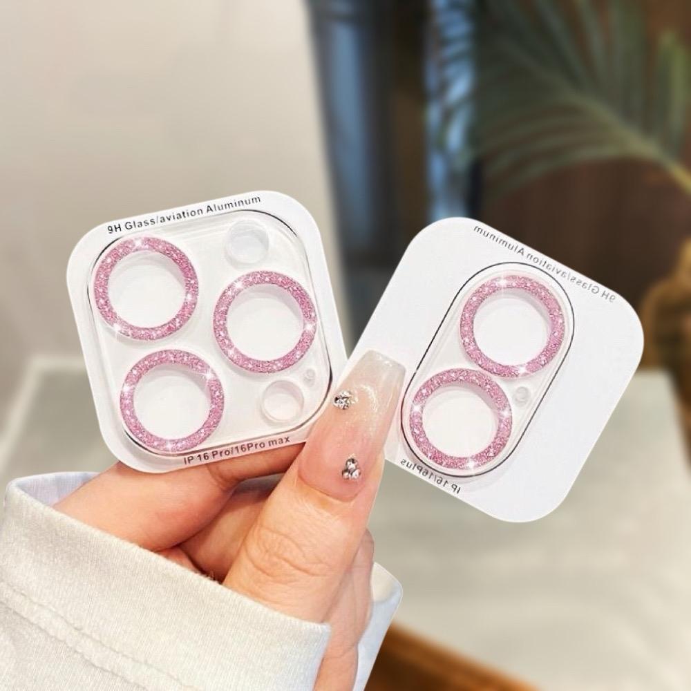 Camera Lens Protector For iPhone 16 15 14 13 12 11 13 Pro Max Mini Glitter Full Cover Camera Lens Protector Glass Smartphone Camera Accessories