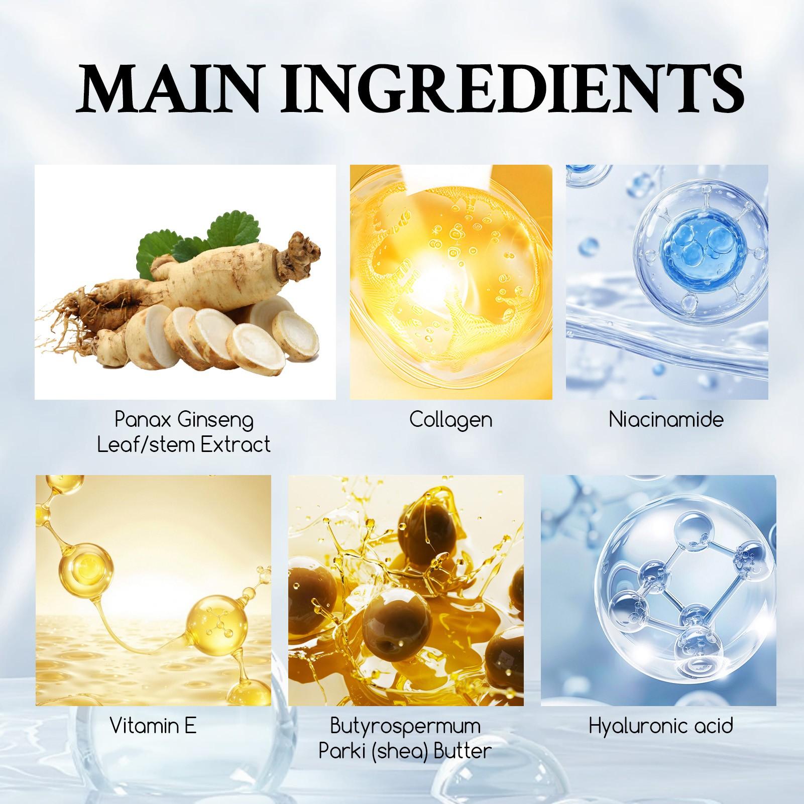 Ginseng Multi-Effect Cream, Reduces Fine Lines, Deep Repair, Rich in Ginseng Extract, Collagen, Niacinamide, 50g