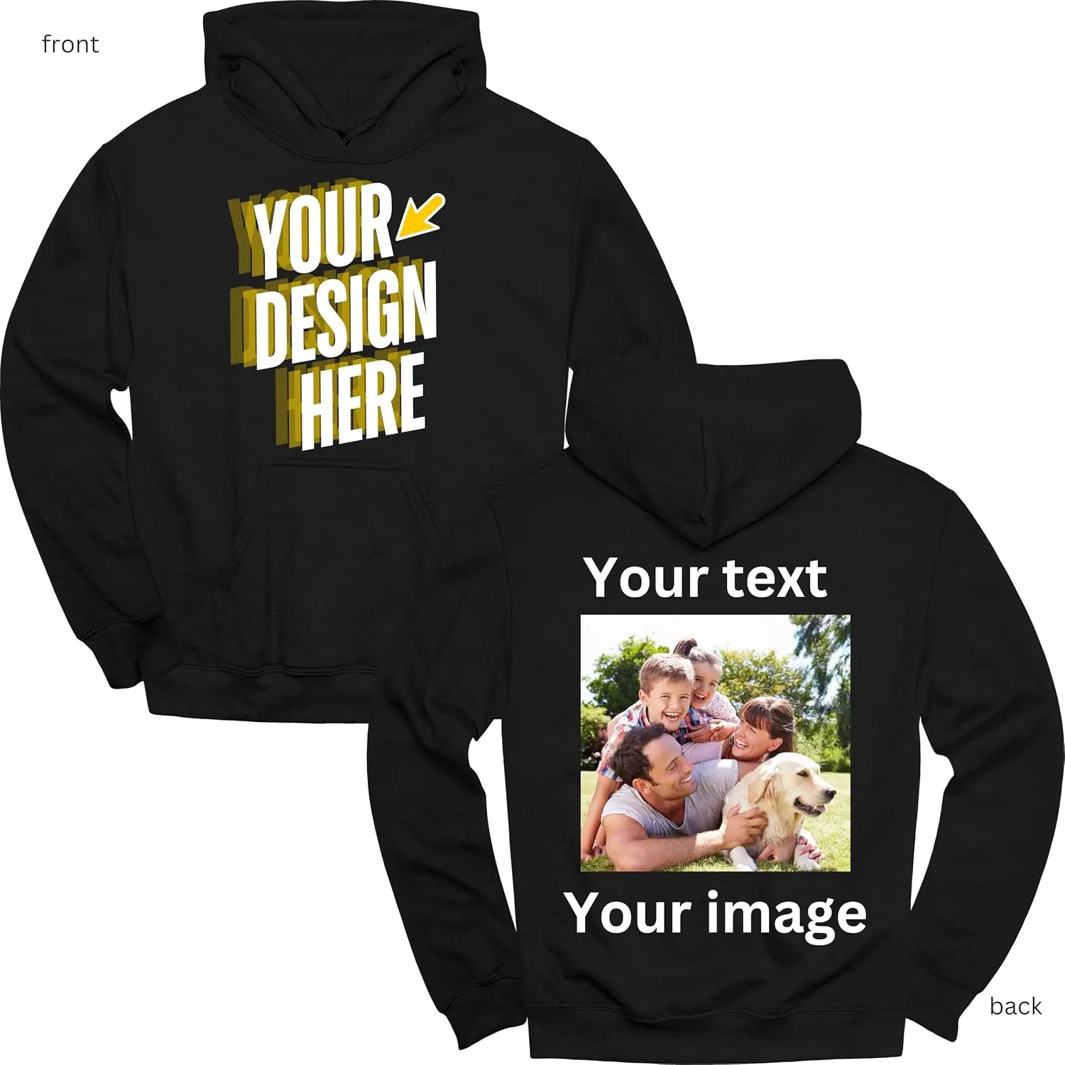 Customized hoodies for men and women| Personalized gift for boyfriend/girlfriend| Couple's hoodie| Text, images, or designs can be printed on both the front and back: clothing, shoes, and jewelry