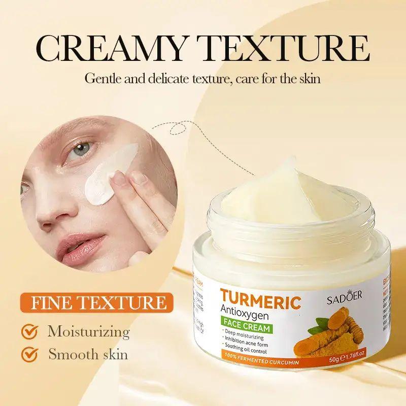 Turmeric Face Cream, Moisturizing Face Cream, Hydrating Nourishing Brightening Face Cream, Face Lotion for Women and Men, Hydrating Serum for Face, Daily Skin Care Product, Daily Moisturizing Blend, Face Moisturizer, Smooth, Hydrate Face Care Products