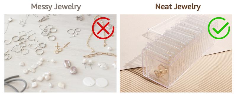 Aprilery Acrylic Jewelry Box Organizer, Clear Storage for 20 Portable Jewelry Bags, Travel Case for Earrings, Rings, Necklaces for Women