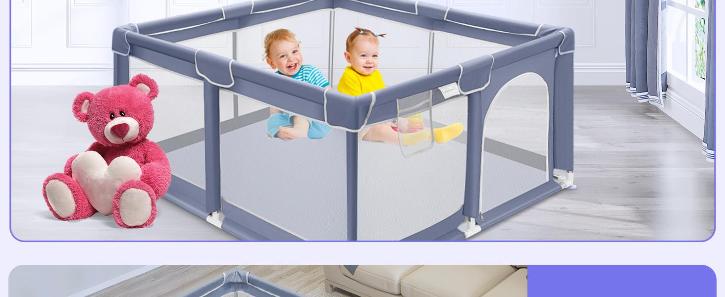 Baby Playpen, Indoor and Outdoor Playard, Play Pens for Kid Activity Center, Sturdy Safety Baby Fence with Breathable Mesh for Toddler playpen