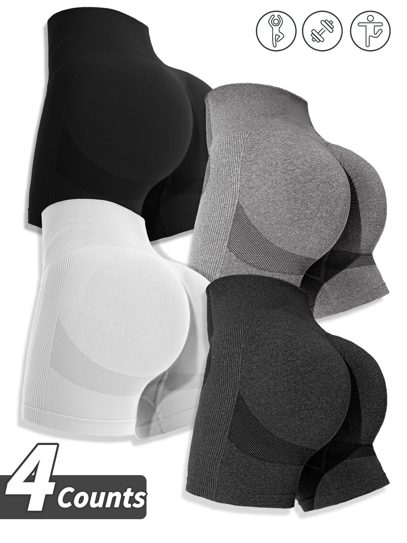 Women's Multicolor Solid High Waist Sports Gym Shorts, Spring Seamless High Stretch Comfortable Breathable Tummy Control Gym Workout Running Yoga Shorts, Ladies Sportswear Clothing, Summer Clothes Women