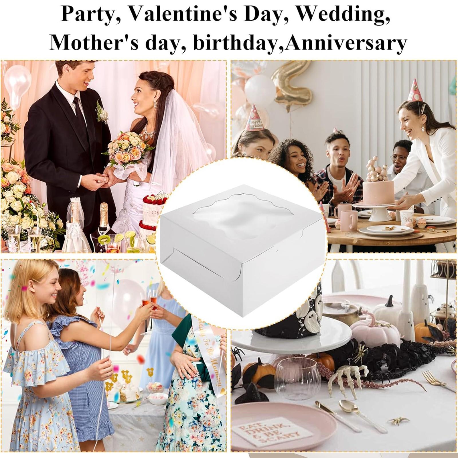 White Gift Cookie Boxes, 3.39'x3.39'x2.48' Bakery Boxes with Window, for Mini Cake Treat Dessert Pastry Donuts Macaroon Strawberries Chocolate Candy