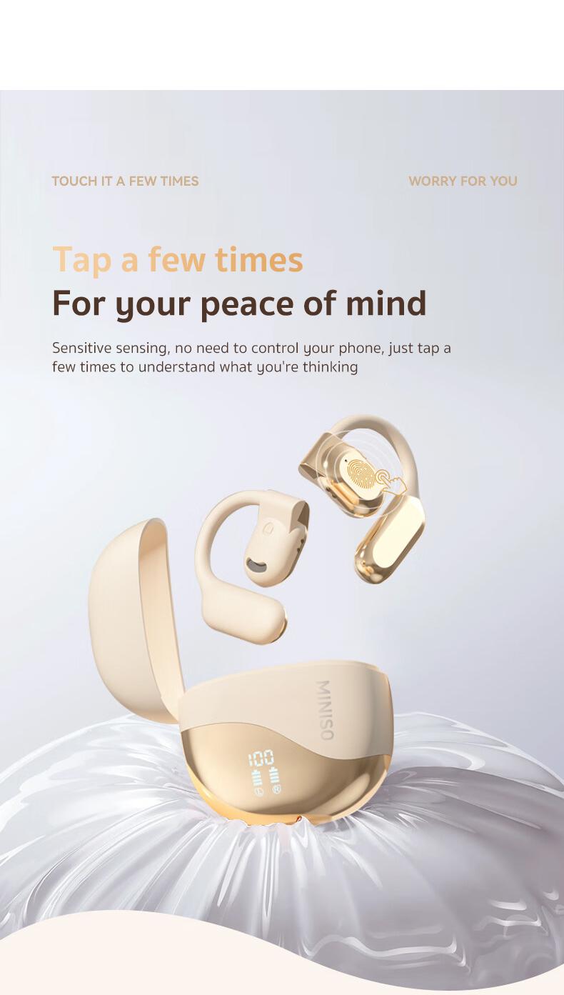 MINISO X38 Wireless On-ear Design Earphone for Summer, Noise Cancelling Headphone with Digital Display, Bluetooth-compatible Headphone for Running, Gym, Workout, Sports MINISO X38 Wireless On-ear Design Earphone for Summer, Noise Cancelling Headphone with Digital Display, Bluetooth-compatible Headphone for Running, Gym, Workout, Sports