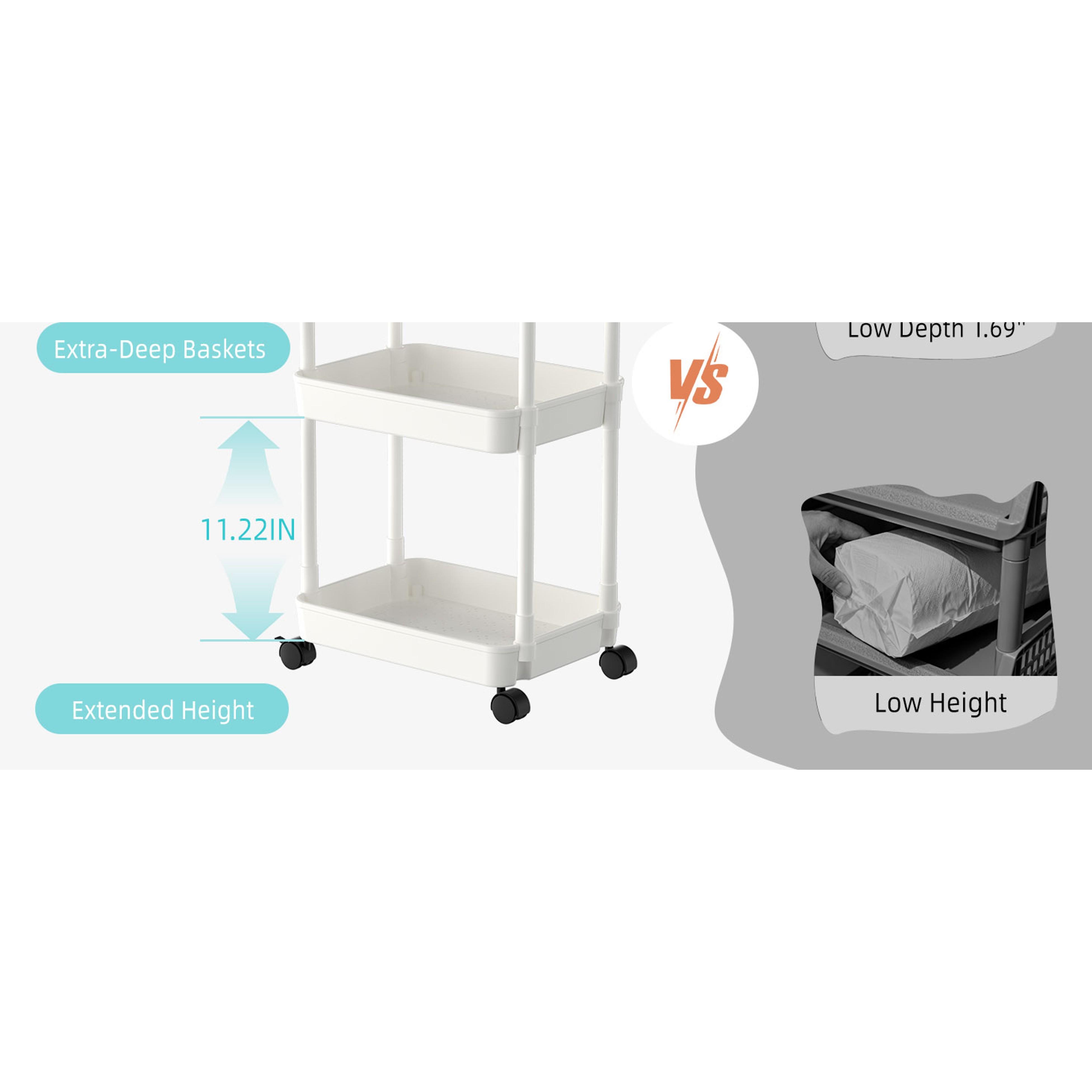 Baby Diaper Caddy, Plastic Movable Cart for Newborn Nursery Essentials Diaper Storage Organizer for Changing Table & Crib, Easy to Assemble, Baby Registry, Off-White