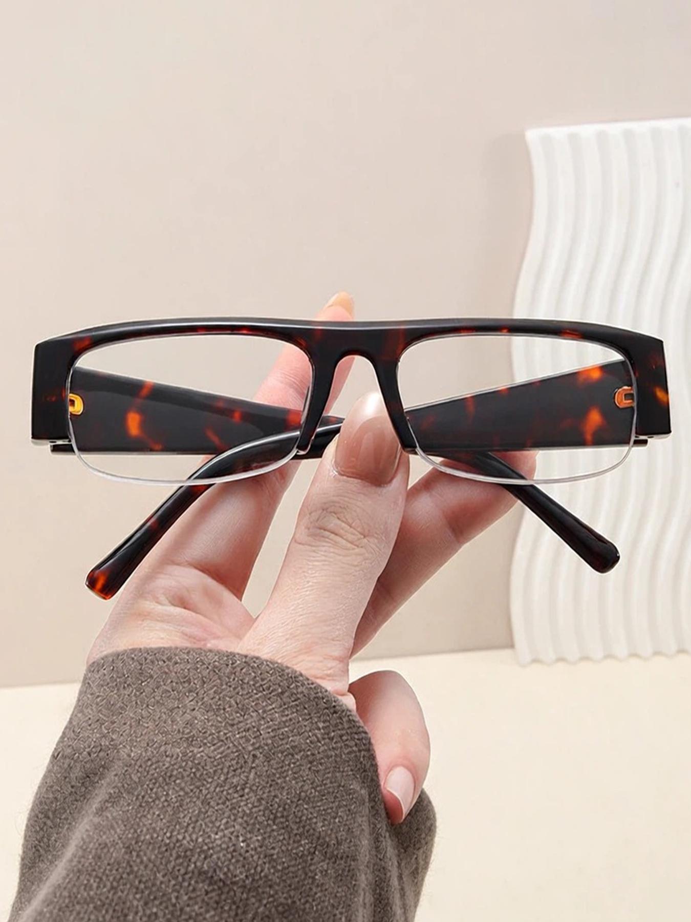 1Pcs High-End Narrow Frame Light Luxury Glasses, Fashionable Brand Besign Half Frame Glasses, Computer Blue Light Protection, Simple Outdoor For Women.