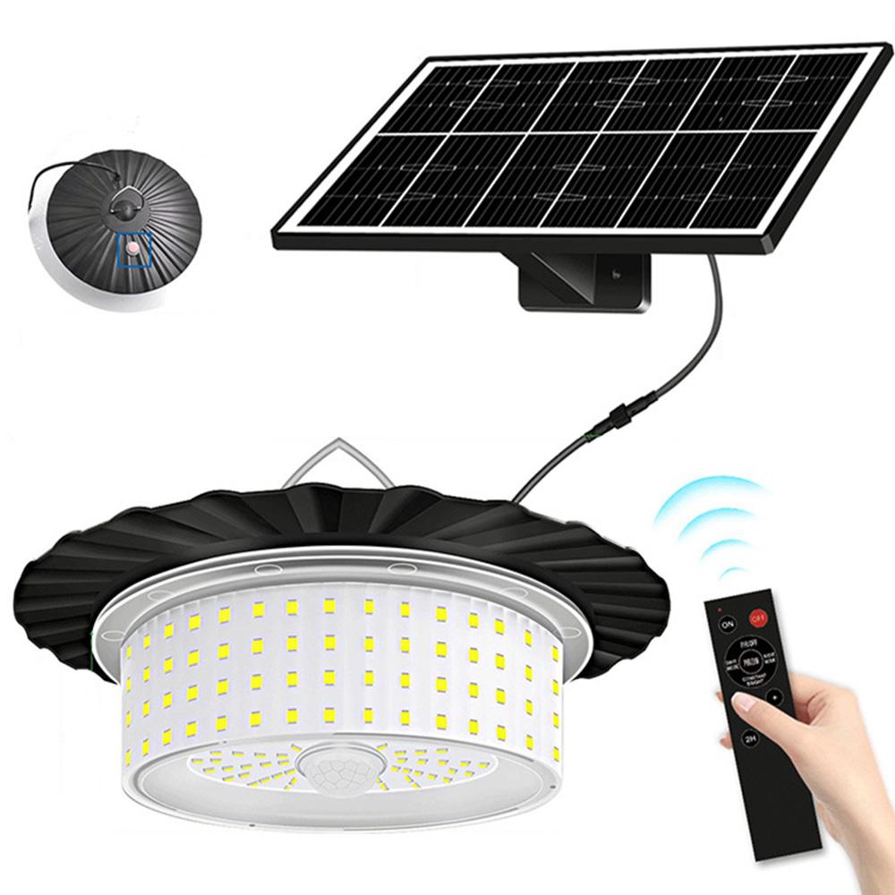 Solar Pendant Light with Motion Sensor, 224 LED Bulbs, 5 Modes Waterproof Floodlight, Remote Control, Outdoor Security Lamp