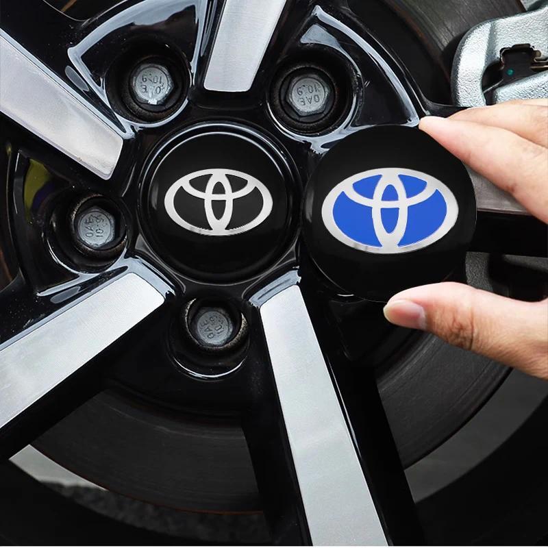 4pc 56mm Car Wheel Center HUB Caps, Emblem Sticker Badge, Automobile Decals, Auto Accessory for Toyota Prado Yaris Hilux Verso Fortuner Supra Corolla