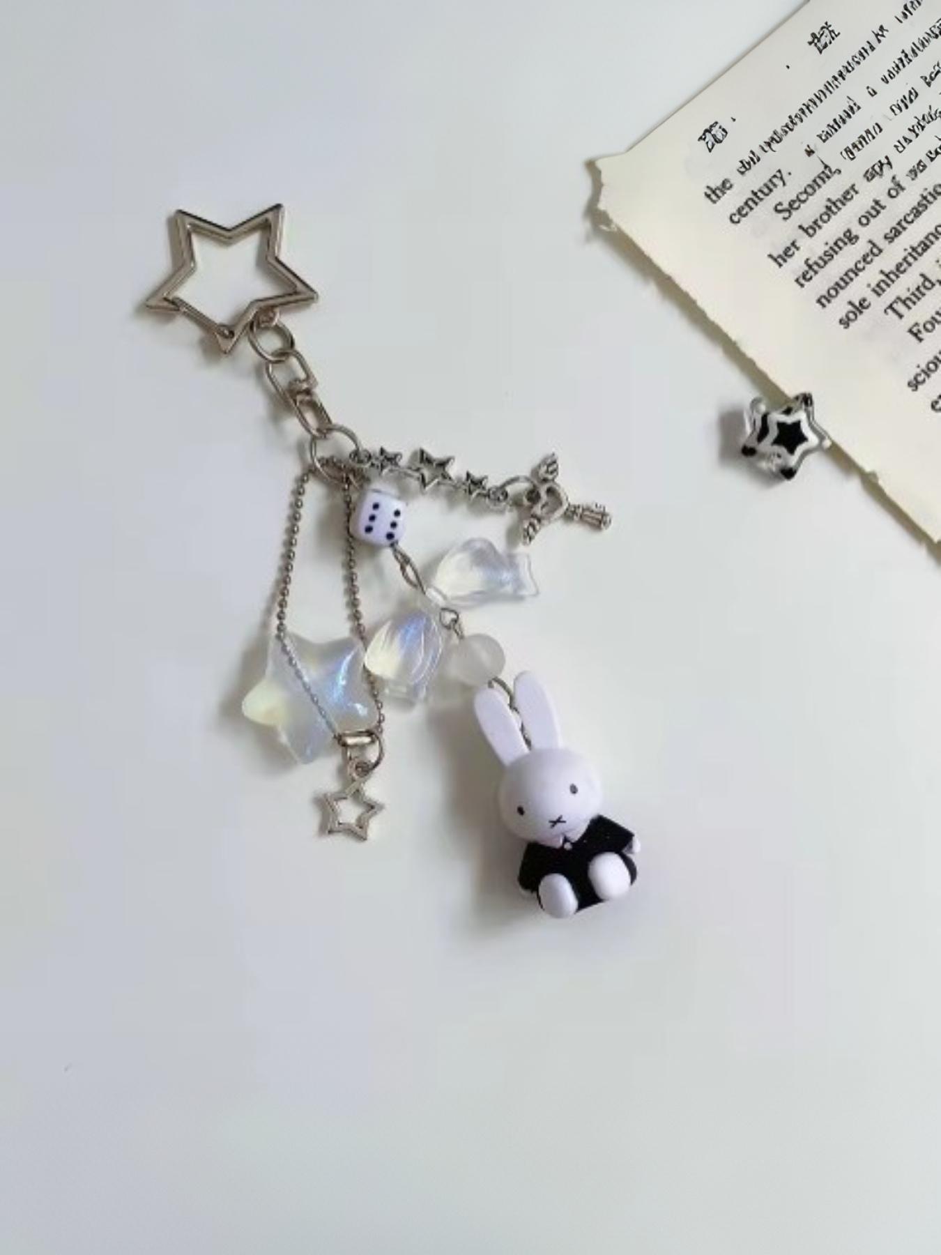 Studio Ghibli My Neighbor Totoro and Four-Leaf Clover Lucky Four-Leaf Clover Phone Charm Guben Chain INS Style Keychain