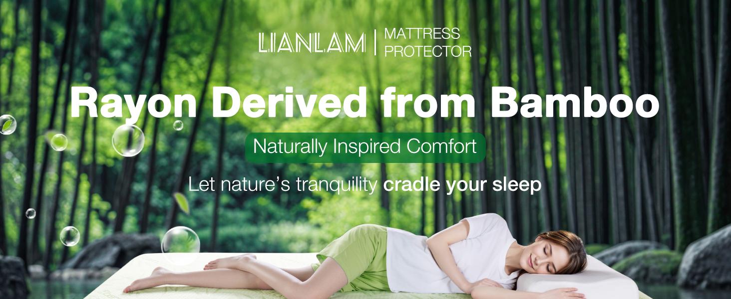 Waterproof Queen & King Size Mattress Protector, Cooling Breathable Bamboo Rayon Bed Cover, with 6"-18" Deep Pocket Noiseless, Soft & Washable for Bedroom, Hotel